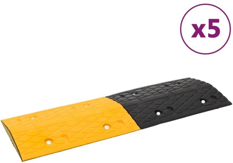 Bodenschwellen 5 Stk. Gelb & Schwarz 97x32,5x4 cm Gummi vidaXL