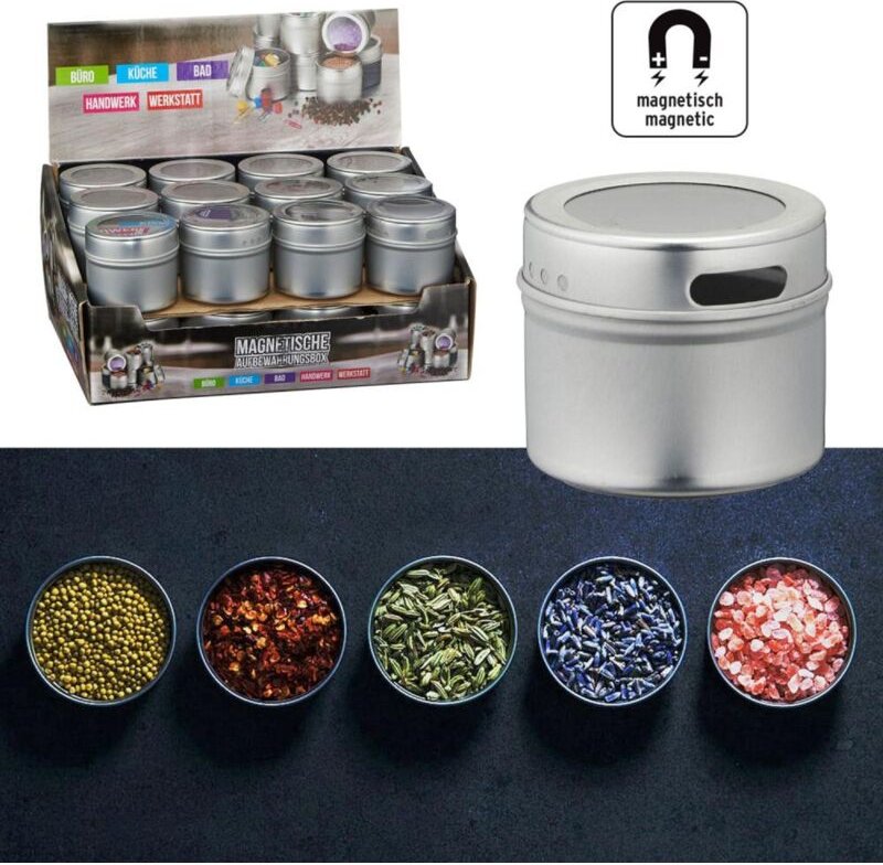 24x Aufbewahrungsdose magnetisch Gewürzstreuer Gewürzbehälter Salz- & Pfefferstreuer