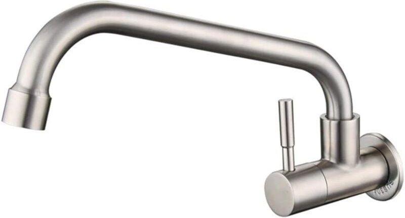 Moderner Küchenarmatur zur Wandmontage mit drehbarem Auslauf aus Edelstahl - Ahlsen