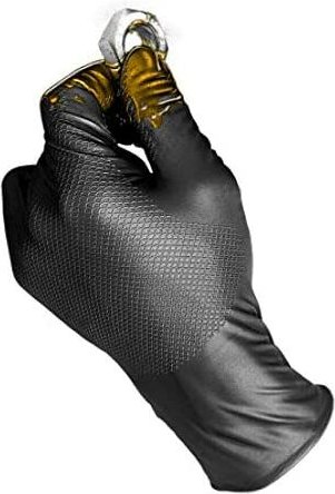 Juba - Schachtel mit 50 Einmalhandschuhen aus schwarzem Nitril, puderfrei, Größe 10