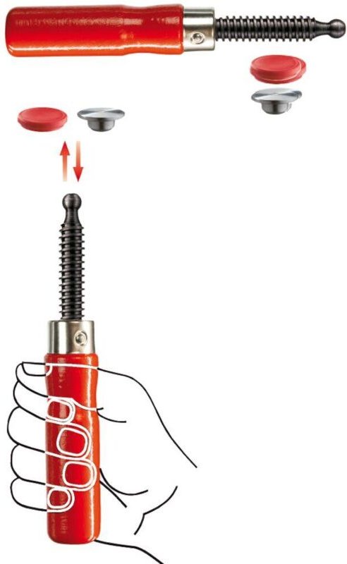 Holzgriff inkl. wechselbarer Druckplatte aus Qualitätsstahl mit Schutzkappe