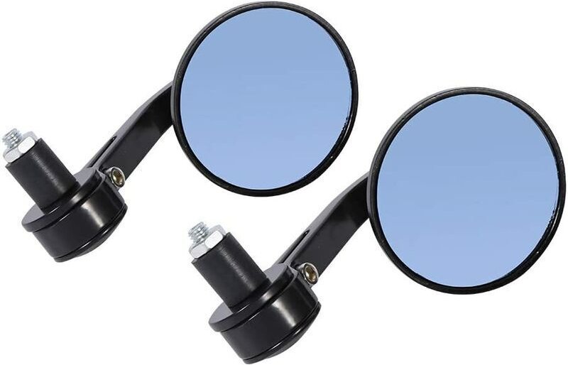 Motorrad-Rückspiegel, 1 Paar 7/8 Universal-Motorrad-Chrom-Seitenspiegel mit Lenker-Endkappen