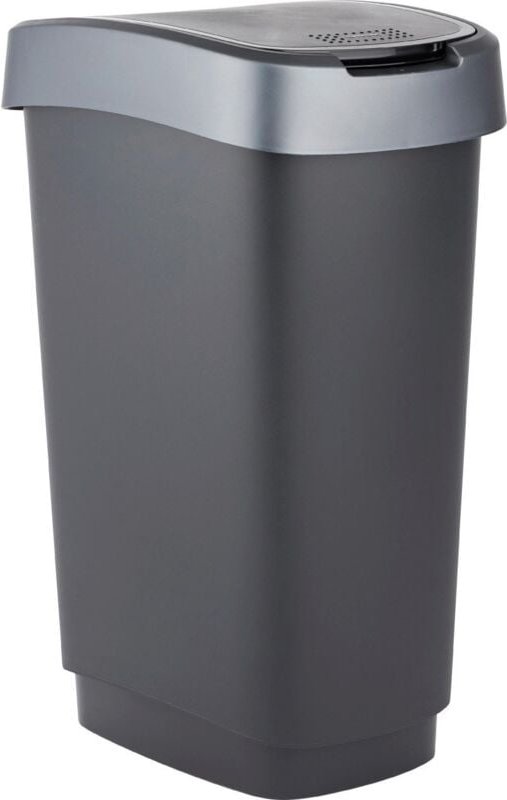Swingeimer Twist 25 l schwarz/dunkelsilber Abfalleimer Mülleimer - Rotho