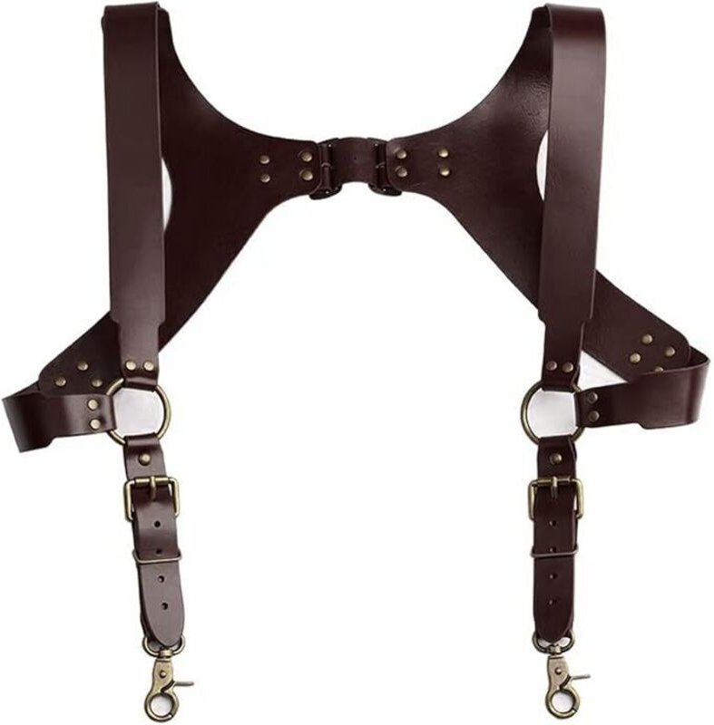 YiZYiF Herren-Brustgeschirr aus Kunstleder mit Riemen und Schnalle, verstellbar, Brustgeschirr, Einzel-Schulter, Doppelg...