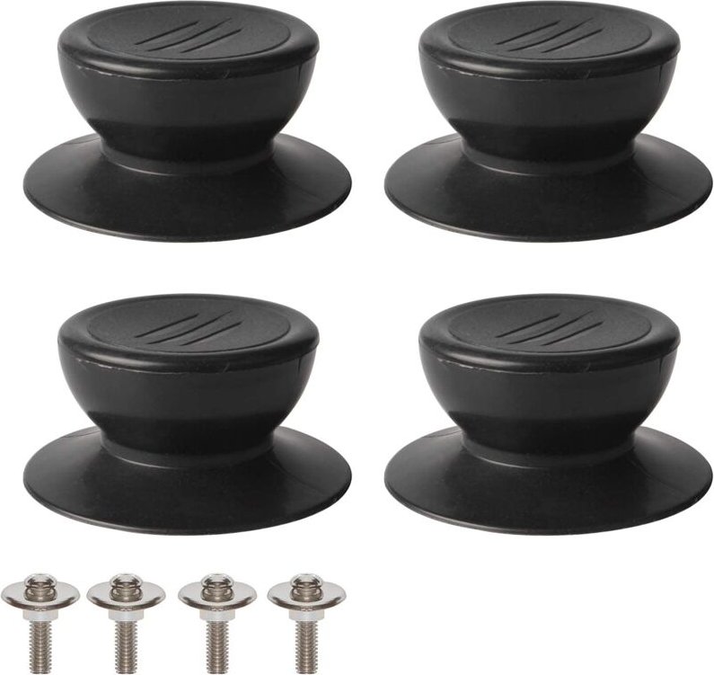 Memkey - 4-teiliger Deckelknopf, universeller Küchendeckel-Ersatzknopf, Glasdeckel, Glasdeckelgriff – Schwarz