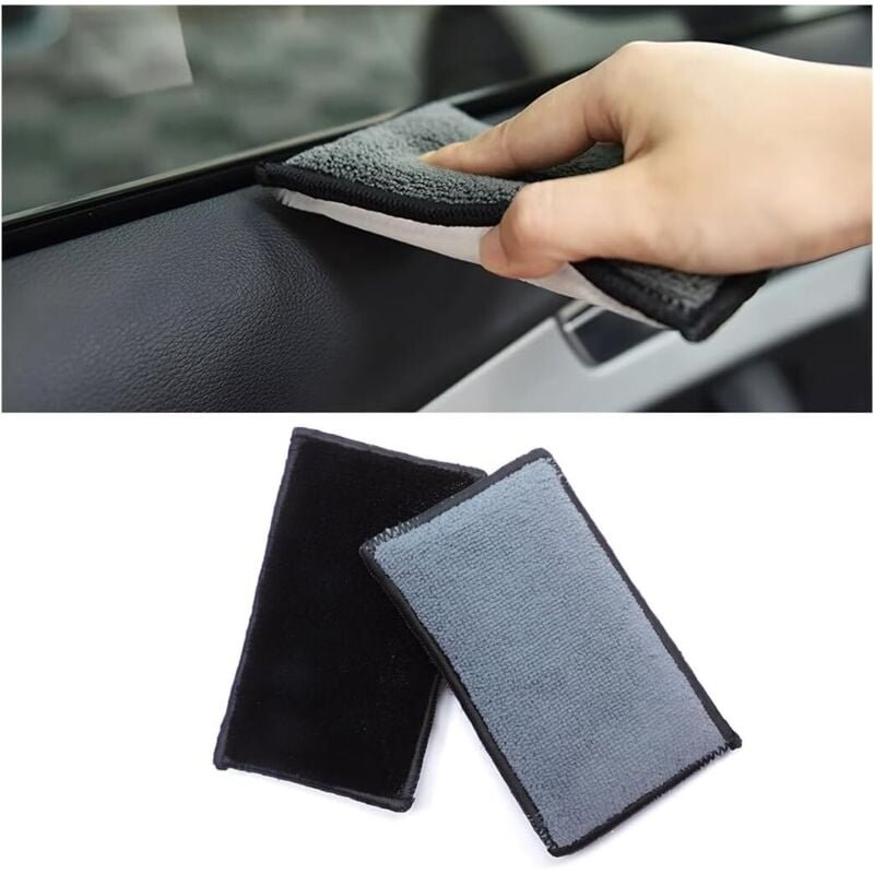 2 Pièces Éponge De Nettoyage Intérieur en Cuir De Voiture, Voiture Réutilisables Éponges Lavables, Éponge Microfibre pou...