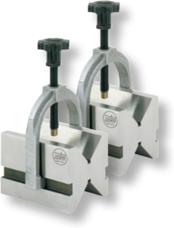 Ultra Präzision - Prismen mit Spannbügel inox (Paar) Stahl gehärtet 2 Auflageflächen 50x40x40mm GG-0,004mm