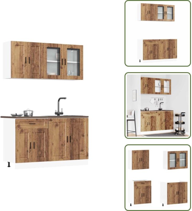 The Living Store - vidaXL 4-tlg. Küchenschrank-Set Kalmar Altholz-Optik Holzwerkstoff