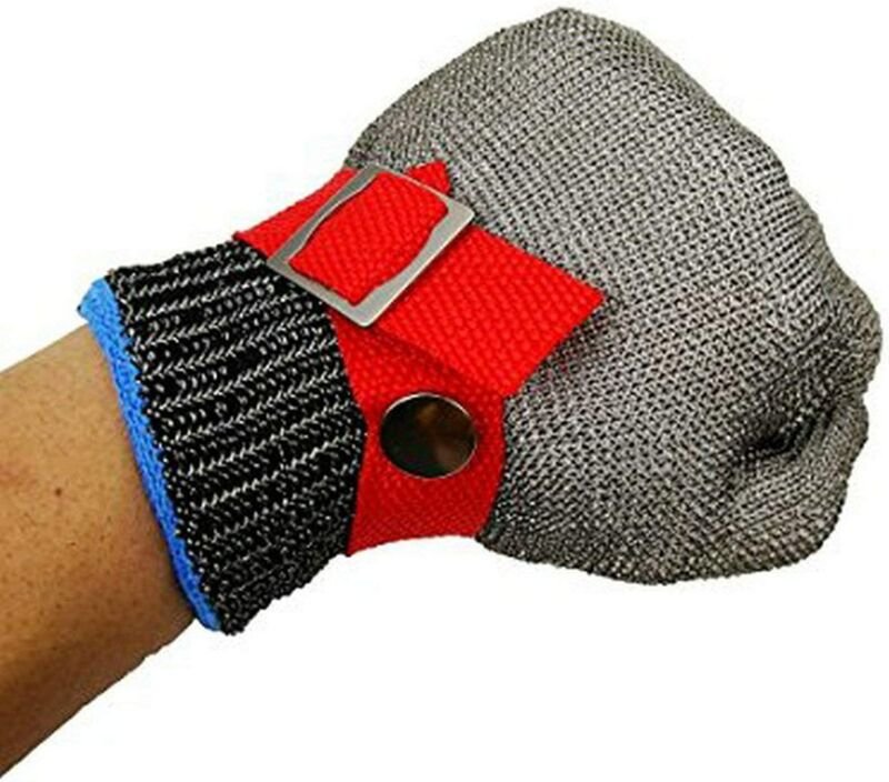 Crediri Schnittfester Handschuh, Metzgerhandschuh, Edelstahlgewebe, Schutzstufe 5, Arbeitshandschuh zum Schlachten, Holz...