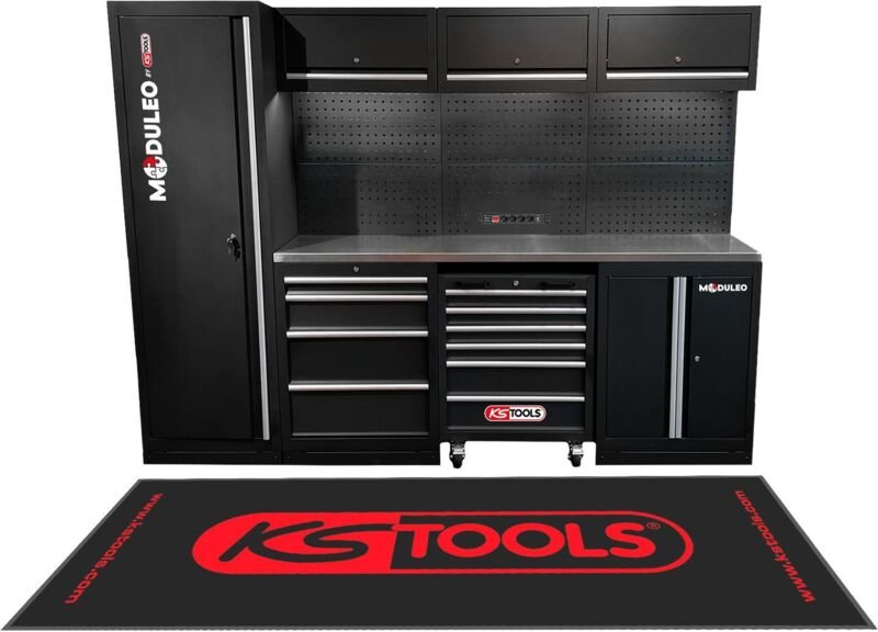 Werkstatt-Schranksystem, Edelstahlplatte