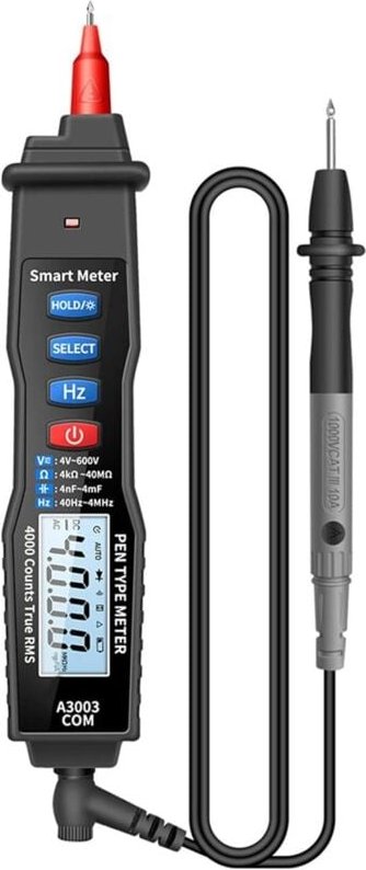 Tragbares digitales Multimeter in Stiftform, 4000 Zählungen, AC/DC-Spannungskapazitätstester NCV A3003 (schwarz)