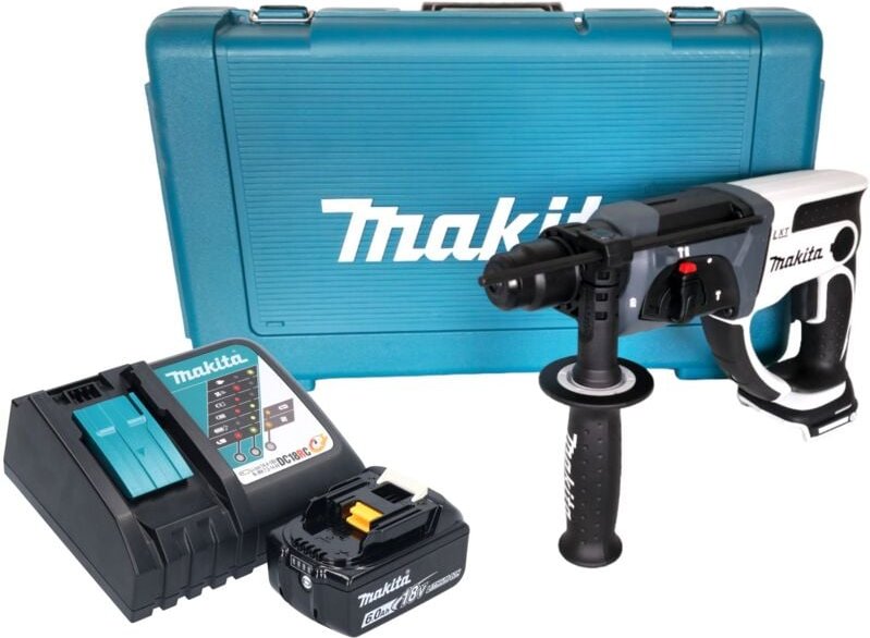 Makita - dhr 202 RG1W Akku Bohrhammer 18 v 20 mm 2,0 j weiß + 1x Akku 6,0 Ah + Ladegerät + Koffer