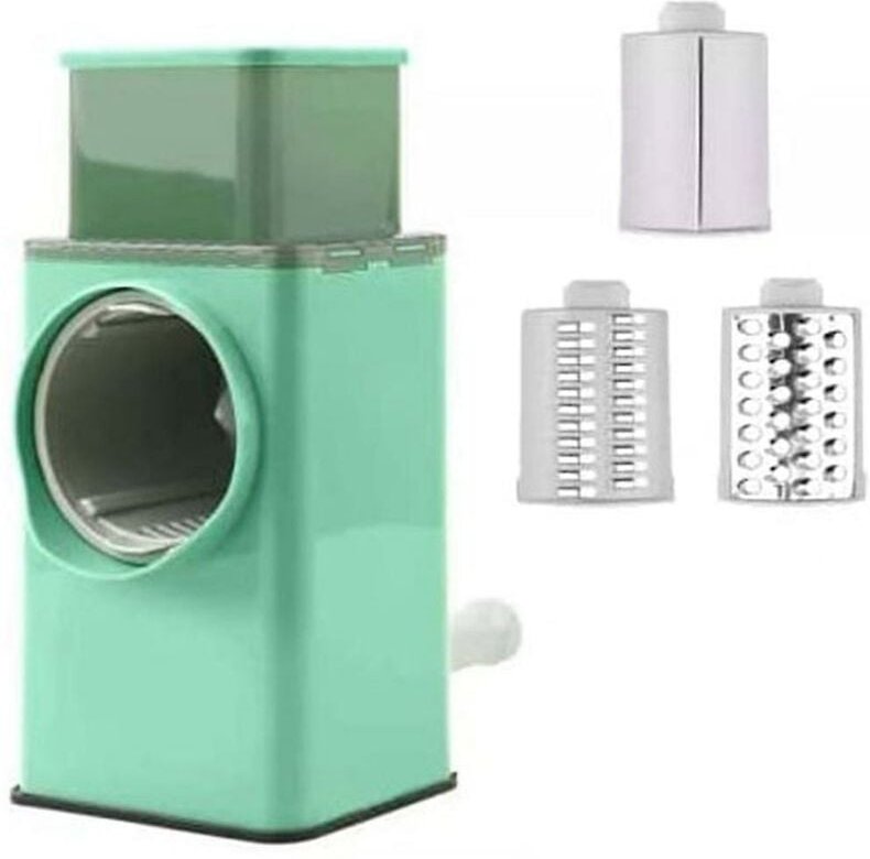 Reibe, Multifunktions-Gemüseschneider, verbesserte Käsereibe, Zerkleinerer mit 3 austauschbaren Klingen