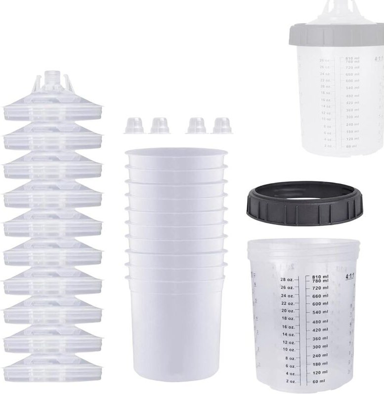 Farbmischbecher – Klarer Autolackbecher – Luftspritzpistole – Einwegbecher, Einweg-Farbspritzpistolen, Mischbecher