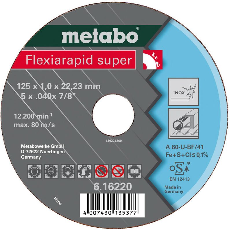 Metabo - Flexiarapid super 125x0,8x22,23 Inox, Trennscheibe, gekröpfte Ausführung
