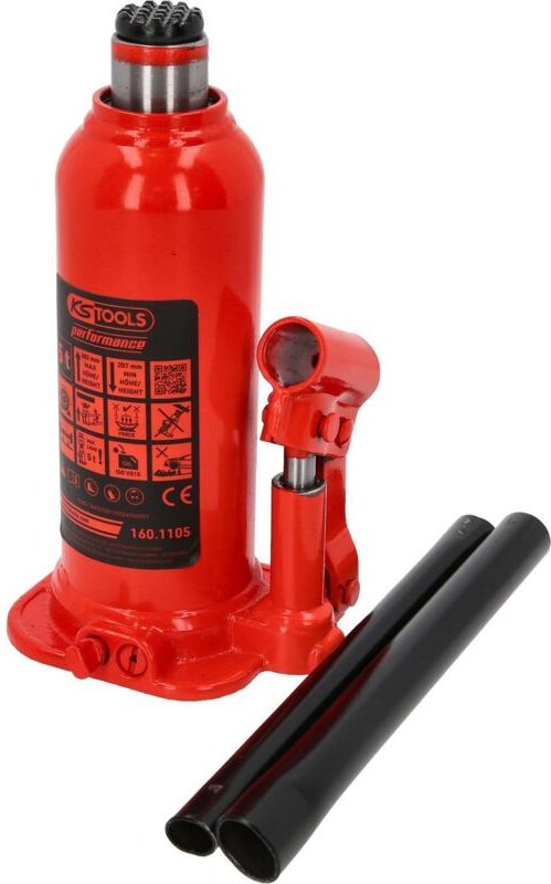 KS Tools performance Hydraulischer Flaschenwagenheber, 5000 kg, Hubhöhe: 207-402 mm