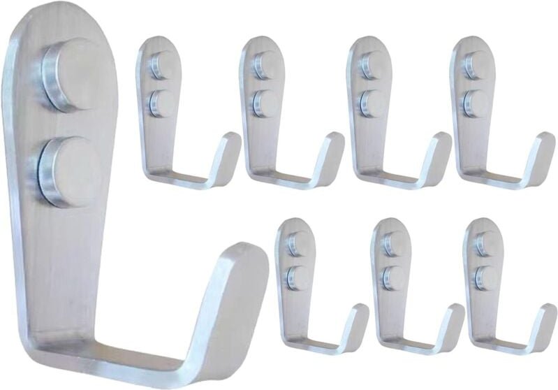 Thumbnail - Einzelwandhaken Edelstahl, 8 Metall-Kleiderhaken Kleine L-Kleiderhaken für Eingangsbereich Küche Schlafzimmer Badezimmer...