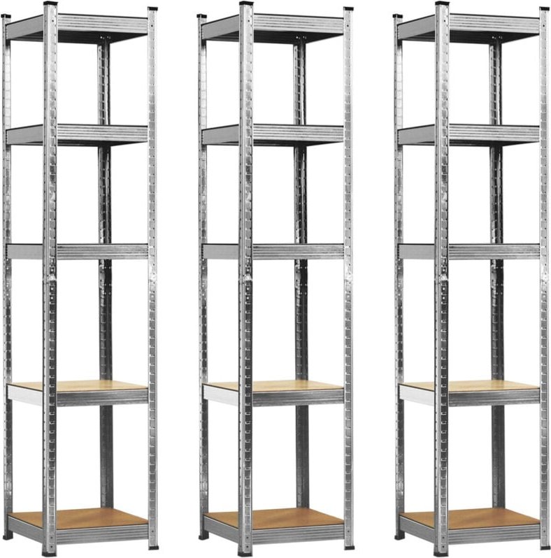 3er-Pack modulare Regaleinheiten mit 5 verstellbaren Böden 180x40x40cm 175kg Thinia Home