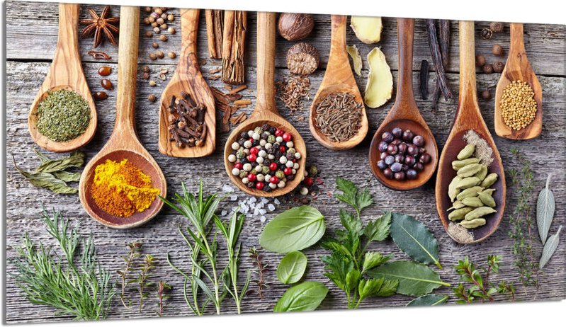 Glasschutzplatte für den Herd 90x52 Gewürze