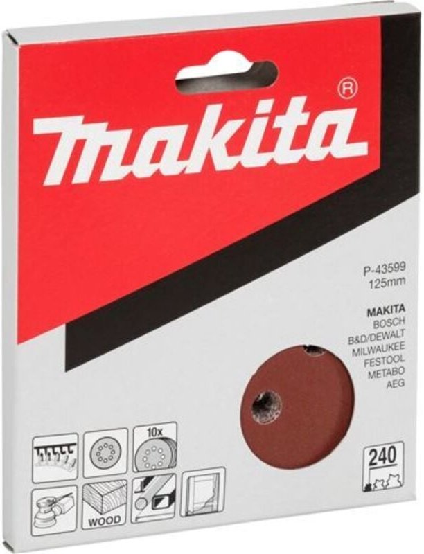 P-43599 Schleifpapier Körnung (num) 240 (ø) 125 mm 10 St. - Makita