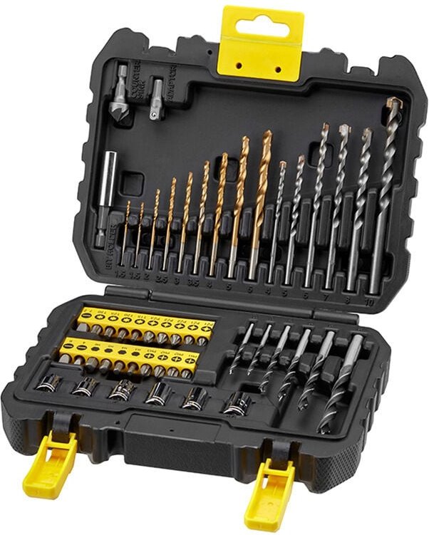 50-teiliges Schraubendreher- und Bohrer-Set: Bohrer für Metall, Mauerwerk und Holz, Schrauberbits, Steckschlüssel, Adapt...