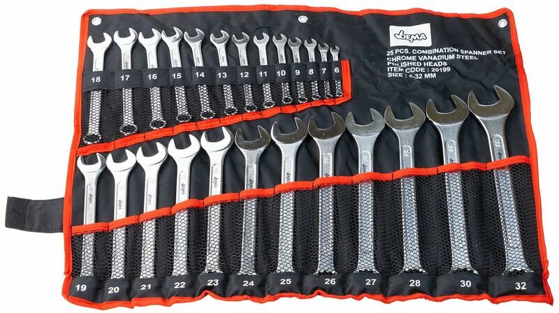 Dema - Ringschlüssel Gabelschlüssel Set Chrom-Vanadium 25 tlg. Schraubenschlüssel