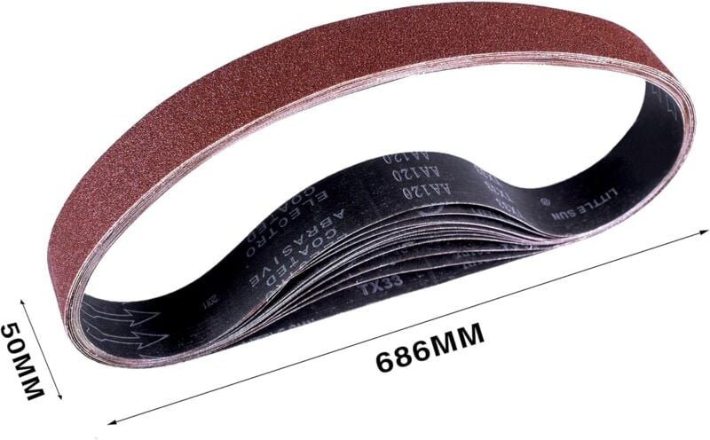 Thumbnail - L&h-cfcahl - Schleifband 50 x 686 mm, Schleifbänder gemischt (3x Körnung 80/120/150/240/400) für Bandschleifer 15 Stück