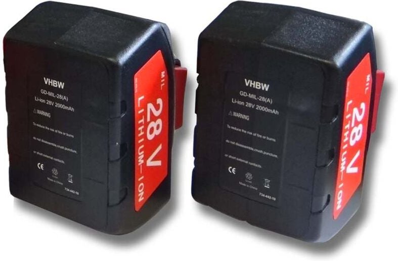 Vhbw - 2x Akku Ersatz für Würth 0700956730 für Elektrowerkzeug (2000 mAh, Li-Ion, 28 v)