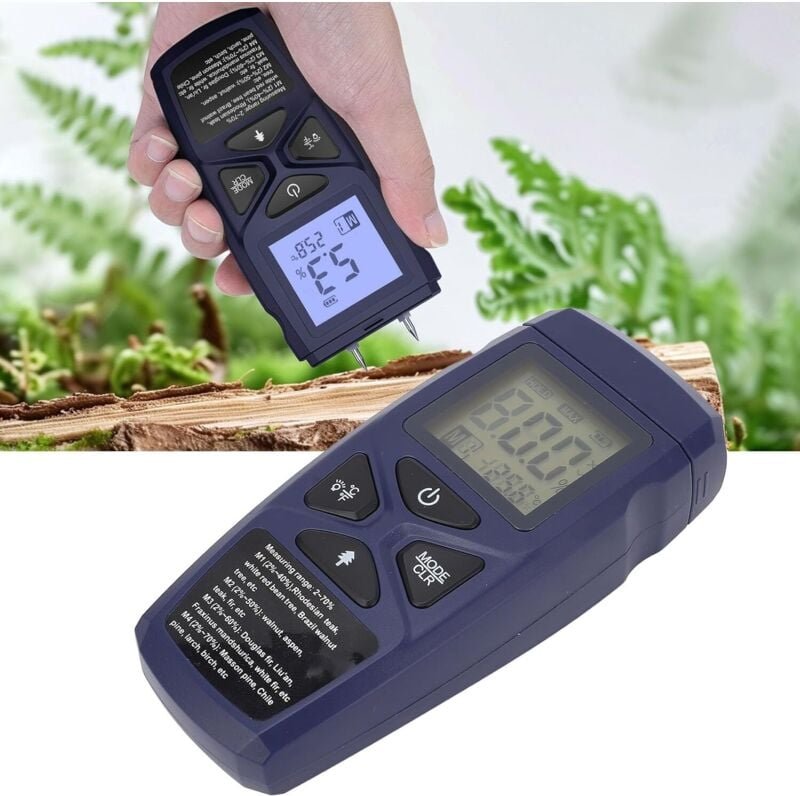 Digitaler Feuchtigkeitstester, Tragbares Holzfeuchtigkeitsmessgerät Mit Hintergrundbeleuchtung Und Multifunktionalem