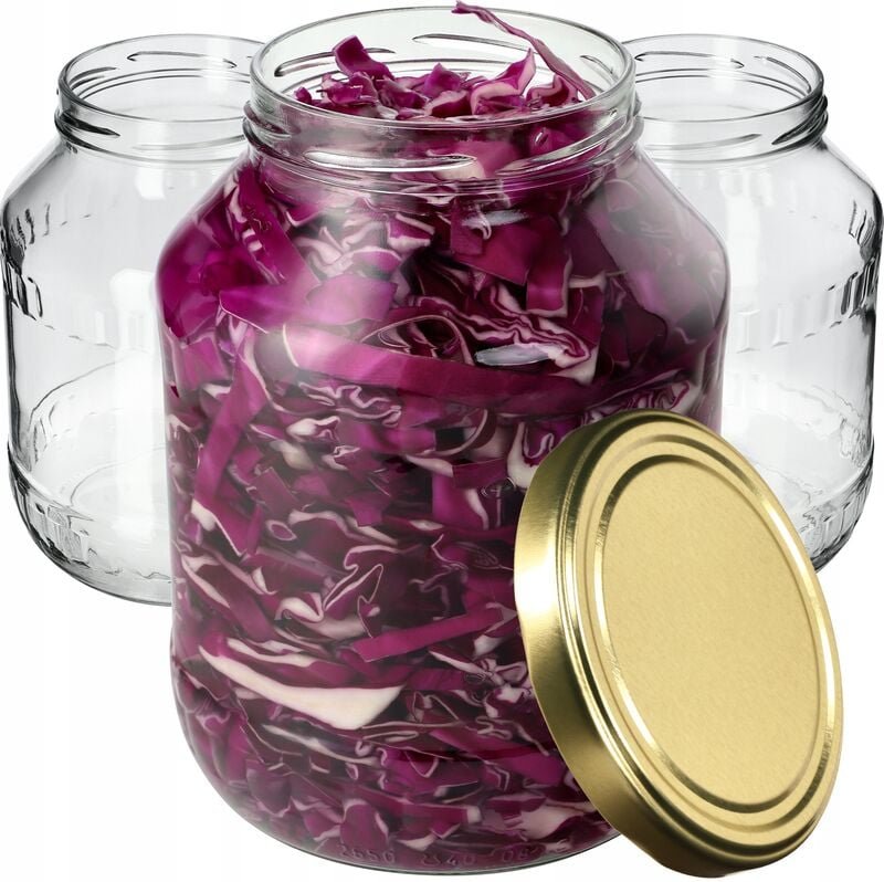 KADAX Weckgläser 2,5L, Einmachglas zum Einlegen, fi100 mm, 8 Stück, Gold Deckel