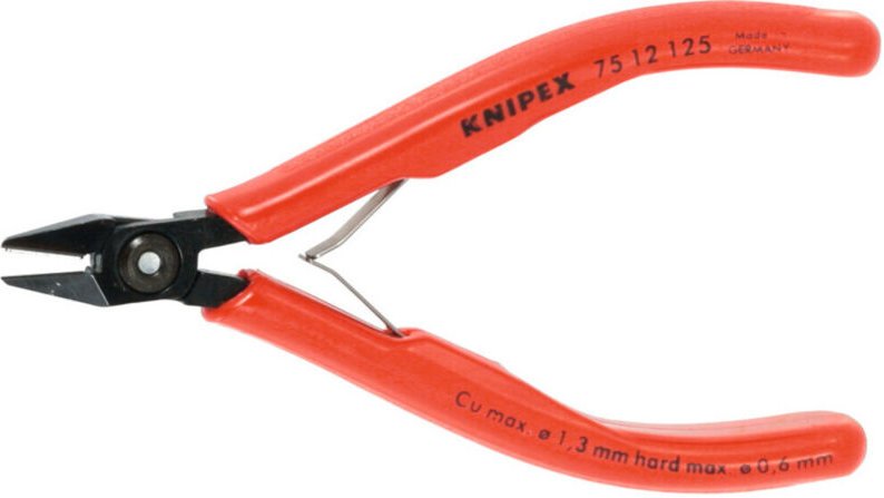 Elektronik-Seitenschneider, spitzer Kopf mit Drahthalter 125H mm - Knipex