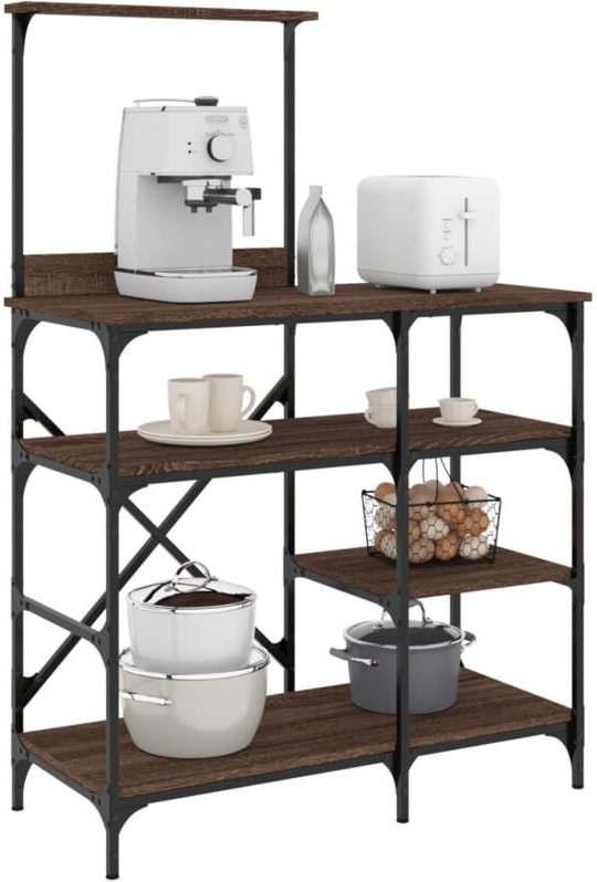 Bäckerregal Braun Eichen-Optik 90x40x132cm Holzwerkstoff Metall - Vidaxl
