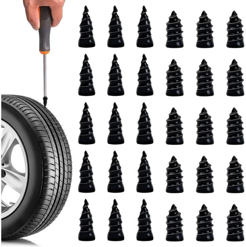 Thumbnail - Autoreifen-Spikes, 30 Stück Reifenreparatur-Gummi-Spikes, Vakuum-Reifen-Gummi-Spikes, Schnellreparaturwerkzeug, geeignet...