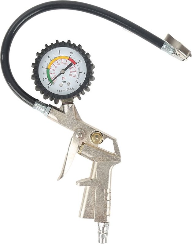 Reifenfüllpistole Reifenfüller Druckluftpistole Druckprüfer Luftprüfer Reifendruckpistole 55mm Manometer 35cm Schlauch