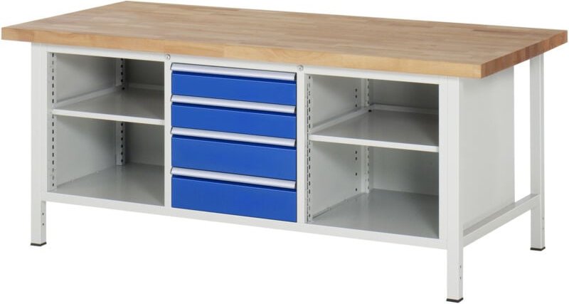 Rau Werkbank höhenverstellbar 8566A2, B2000xT900xH840-1040mm, 4x Schublade-TA