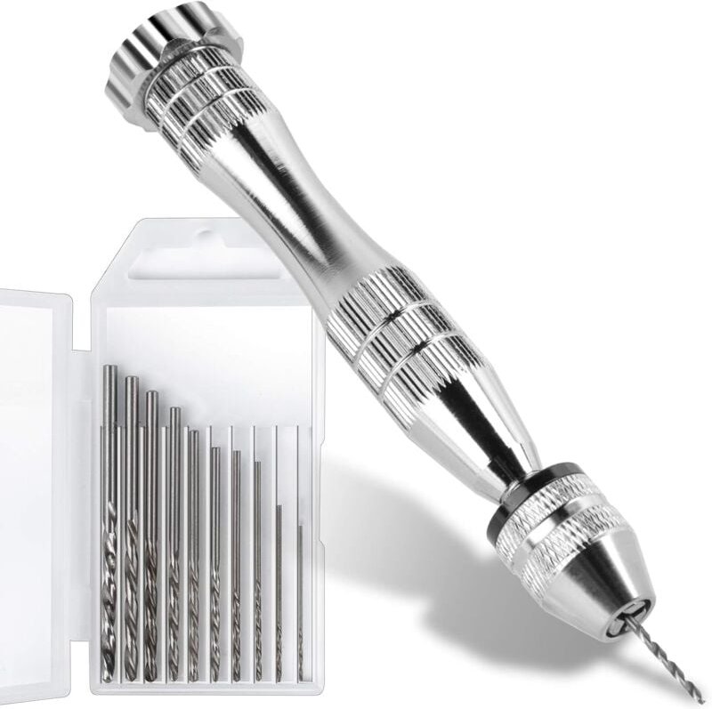 Gotrays - Stiftschraubstock für Harzgussformen, Handbohrer aus Stahl, Harzbohrer mit 10 Bohrern, Präzisions-Handbohrwerk...