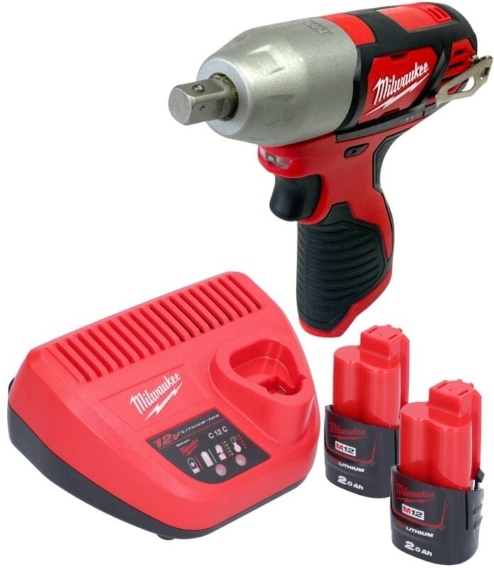 M12 BIW12-202 Akku Schlagschrauber 12 v 138 Nm 1/2' + 2x Akku 2,0 Ah + Ladegerät - Milwaukee