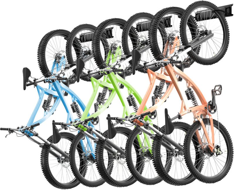 Fahrradständer, 6 Fahrradständer und 5 Helmhaken, Wandhalterung für Fahrradaufbewahrung, Organizer für Zuhause und die G...