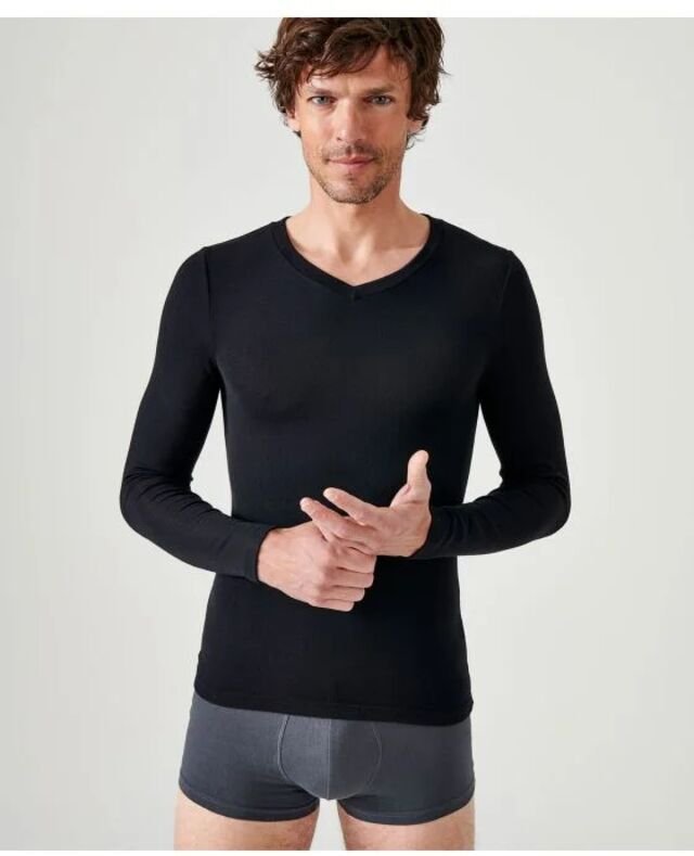 T-Shirt damart Langarm - Wärme 3 - Schwarz - t.l - 38986