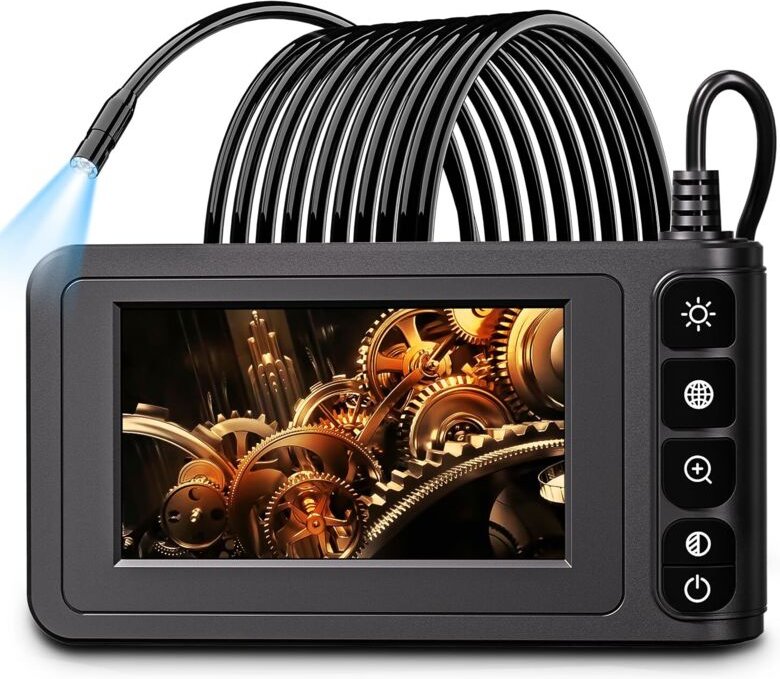 Thumbnail - Industrielle Endoskopkamera mit Beleuchtung, 4,3-Zoll-LCD-Bildschirm, wasserdichte digitale HD-Kanalinspektionskamera mi...