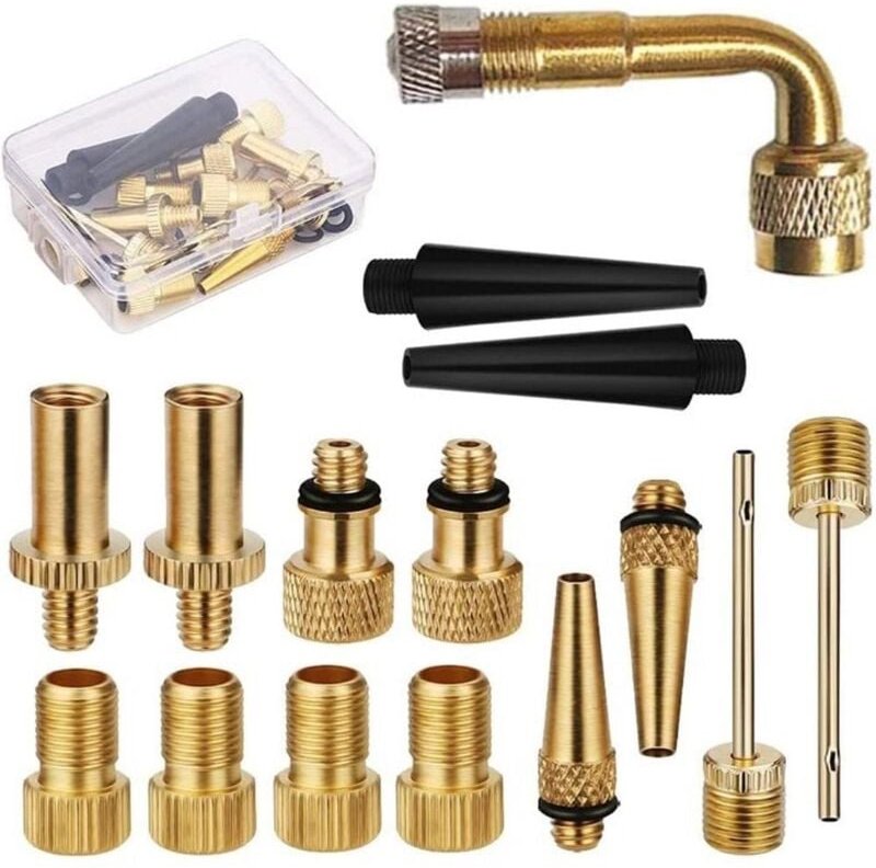 Thumbnail - 15-teiliges Fahrradventil-Adapter-Set, Reduzierspitzen, Reifenfüller-Adapter-Set, Kugelpumpennadel, Universal