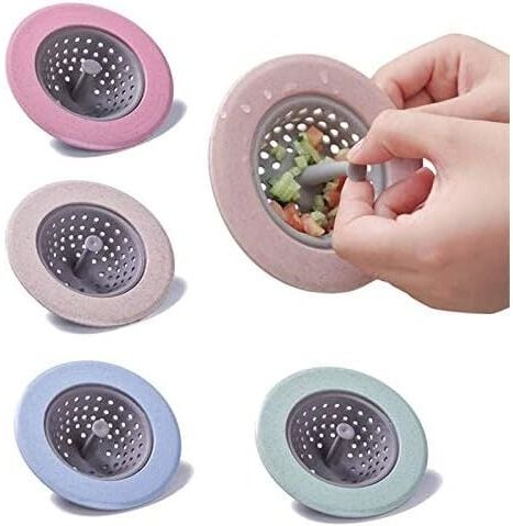 Csparkv - 11 cm 4-teiliges Spülbeckensieb, Küchenspülensieb, Silikonnetz-Spülbeckenstöpsel, Kanalisations-Antiblockierfi...