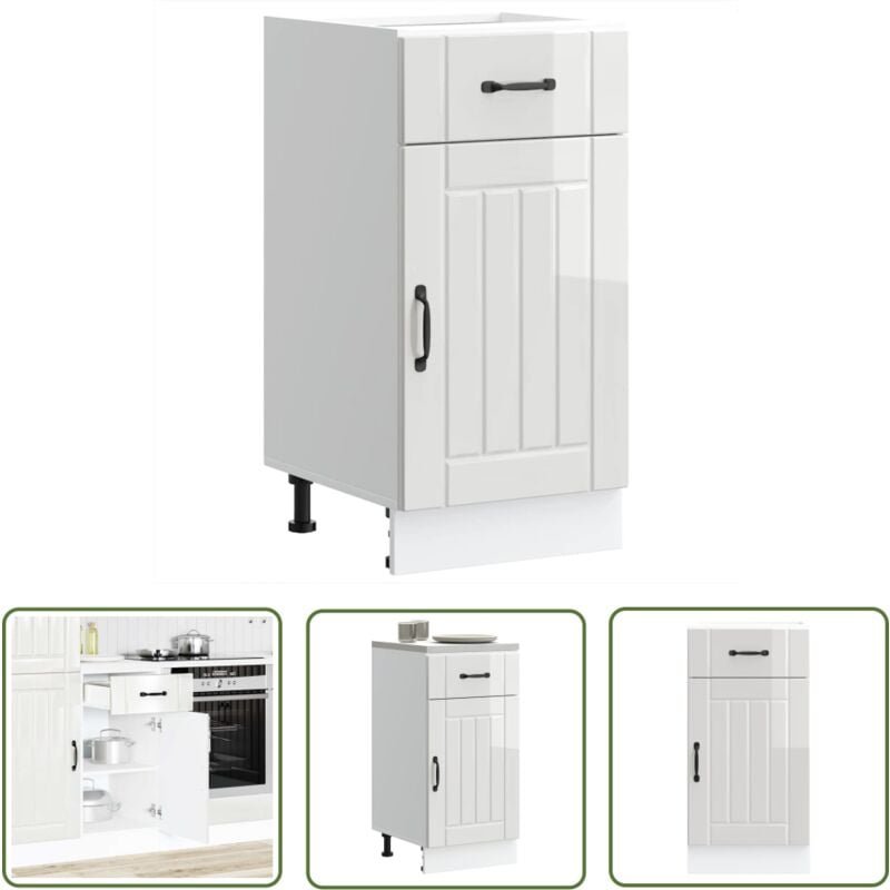 The Living Store - vidaXL Küchen-Unterschrank Lucca Hochglanz-Weiß Holzwerkstoff