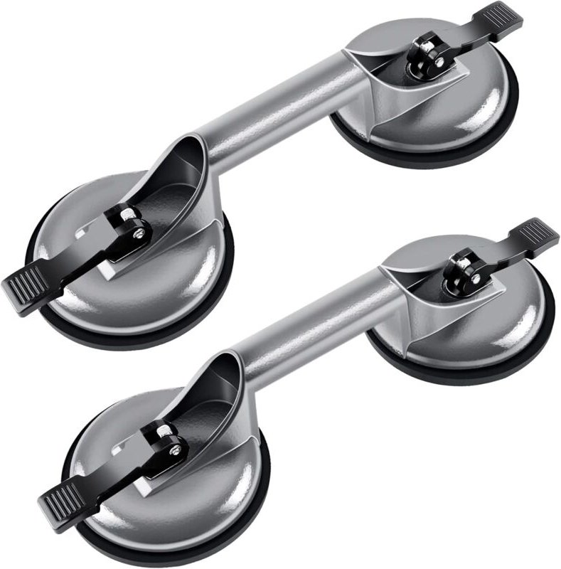 2x Saugheber Aluminium Saugnapf Fliesen Suction Lifters Glass Suction Vacuum Lifter 120 mm max.100kg mit 2 Saugnäpfen