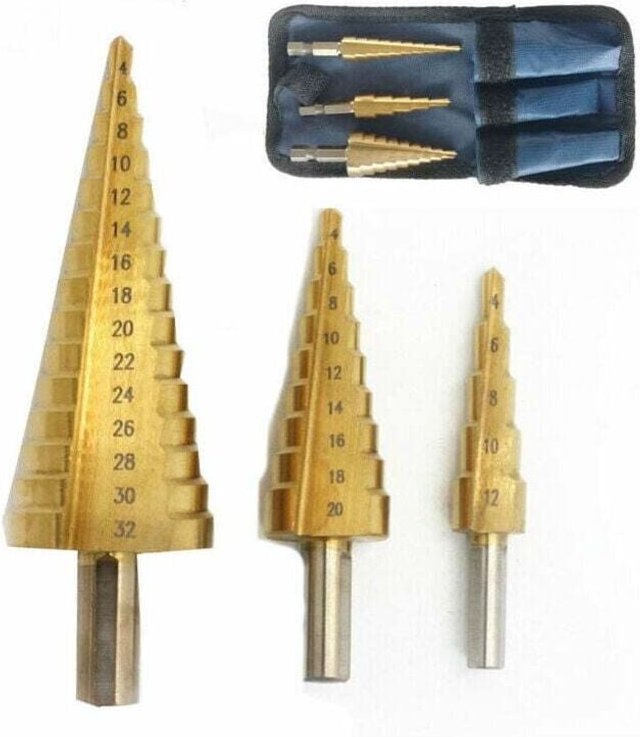 Thumbnail - YMYNY Senkkopf-Bits für Metall, 3 Stück, 4–12/20/32 mm, Senkkopf-Bits für Metall, dreieckig, konisch, Sechskant-Senkkopf...