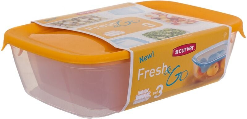 Thumbnail - Curver zestaw pojemników fresh&go 2l+1l+0,5l /żółty/ transparentny