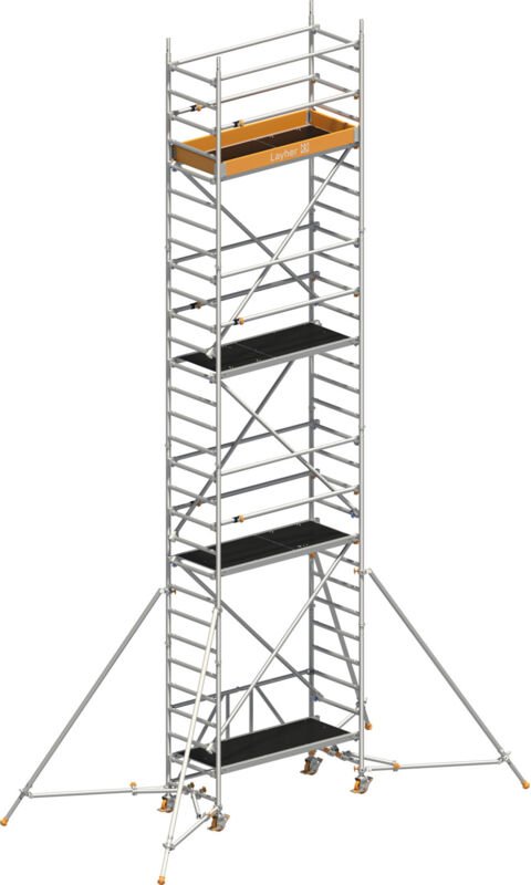 Layher Rollgerüst Zifa P2 mit Uni Telegeländer und ausziehbare Gerüststützen 8,61m AH