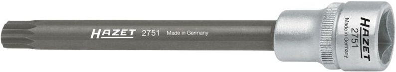 Zylinderkopf Schraubendreher-Steckschlüsseleinsatz, Vierkant hohl 12,5 mm (1/2), Innen Vielzahn Profil xzn, M10 - Hazet