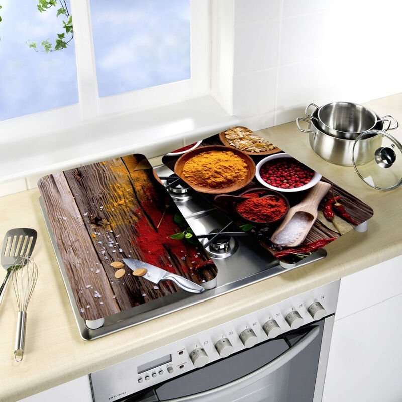 Herdabdeckplatte Universal Gewürze 2-er Set, für alle Herdarten, Gehärtetes Glas
