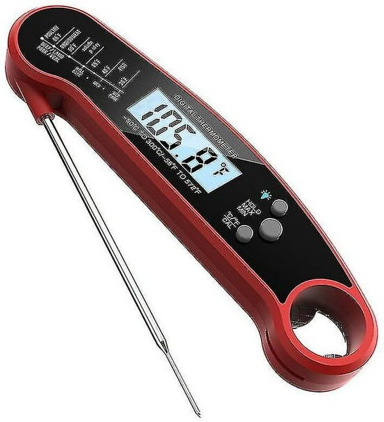 Küchenthermometer mit faltbarer Sonde, digitales Thermometer mit 3 Sekunden sofortiger Anzeige, LCD-Hintergrundbeleuchtu...